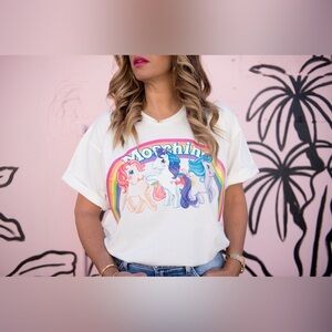 Moschino white my little pony graphic t shirt slight crop unicorn eccentric chic